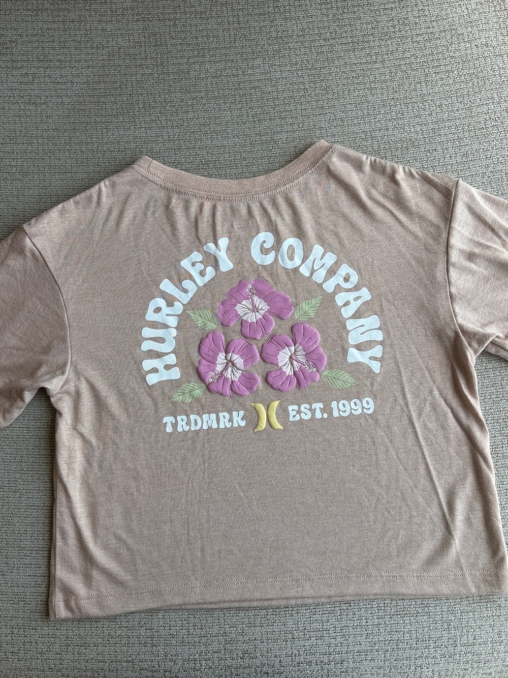 Hurley Pink Floral Logo Crop Tee- never worn NWOT